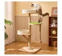 Rascador Gato de Varios Niveles con Tabla para Rascar Bolsa de Malla Cuerda de Sisal Y Base de Madera Árbol para Gatos con Alfombrilla de Felpa Juguete Colgante en Forma de Bola Esquinas Redondeadas