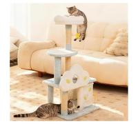 Rascador Gato Mirador de Nube Poste de Rascado Envuelto en Yute Juguete de Estrella Árbol para Gatos Base Gruesa Envuelto en Terciopelo Nido Semi-Cerrado Plataforma de Varios Niveles Material
