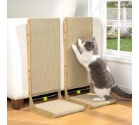 Rascador Gatos Carton L - Rascador Vertical Pared Esquina,65cm(2 Pack | Rascador Vertical Pared 65cm, Alfombra Rascadora Carton Ondulado, Cama Juguete Cascabel & Protector Sofa Muebles,Pack de 2