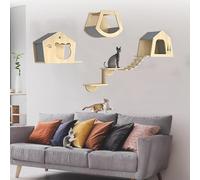 Rascador Gatos Pared, Estantes Resistentes para Gatos, Casita Y Perchas de Pared, Pared para Gatos para Trepar Y Dormir(8pcs)