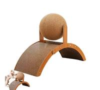 Rascador interactivo para gatos de madera maciza, bola rascadora para gatos en soporte con bola de sisal giratoria de 360°, diseño de puente de arco para gatos y gatitos de interior (L)