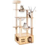 Rascador para Gatos,173CM Rascador para Gatos Grandes,con 1 Casa Gato, 3 Cuencos, 13 Gato, 5 Plataformas, 3 Pelotas de Juguete, (Color Madera M07) Raumkapsel,Kratzsäule