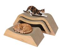 Rascador para gatos 3 en 1 en forma de W - Multifuncional con aspecto de madera