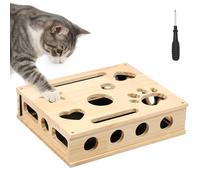 Rascador para Gatos, Caja de Juegos y arañazos para Gatos, Caja de Madera con Lima de uñas e Instrucciones, 30 × 25 × 6 cm, Juguete Interactivo con Lima de Garras, Alternativa sin estrés a Las