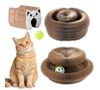 Rascador para Gatos Carton 2 en 1, Magic Organ Juguete Rascador Interactivo para Gatos Plegable, Reciclable Tabla de Rascar para Gato de Cartón Corrugado con Bolas Campana para Interiores Exteriores
