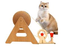 Rascador para Gatos con Bola | Tabla De Rascado para Gatitos,Juguete Interactivo para Gatitos con Manivela Manual Y LED Integrada para Jugar En Interiores Y Exteriores