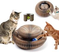 Rascador para gatos con campana, gran Magic Organ Cat Scratcher Board, tabla de rascar para gatos, papel corrugado reciclado, juguete para gatos cama redonda, juguete de rascar interactivo plegable