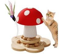 Rascador para gatos con forma de seta - Torre de sisal 24 x 24 x 24 cm, juguete interactivo, base de madera antideslizante | Rascador para gatos de interior para trepar, calmar y