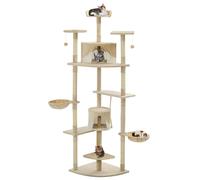 Rascador para gatos con poste de sisal 203 cm beige y blanco