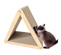 Rascador para gatos de 63 cm. El rascador en forma de L está hecho de tablero de fibra resistente y cartón ondulado y es perfecto para apoyarse en paredes (color madera, triángulo)