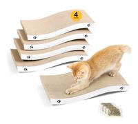 Rascador para Gatos de Cartón - Tabla Rascador con Forma Ondulada, Protección para Sofá y Esquina, Poste Rascador Reversible para Gatos de Interior (4-Unidad)