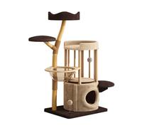 Rascador para Gatos De Interior, Amplio Parque De Juegos con Mirador Transparente Y Juguetes Interactivos, Moderno Rascador para Gatos De Interior(Brown)