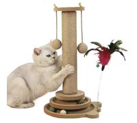 Rascador Para Gatos Juego Con Circuito | Poste Vertical Resistente Con Caña De Juego Y 2 Bolas De Sisal Para Mascotas