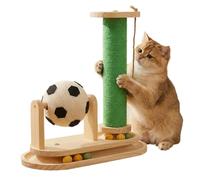 Rascador para gatos, juguete interactivo vertical de madera con pelota de menta para el cuidado de las garras y la estimulación mental, con base estable, apto para uso en interiores y exteriores, acab