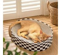 Rascador para Gatos Oval 2 en 1 con Cama - Tabla Rascador como Cuenco Rascador y Cama para Gatos, Protege Sofá, Alfombra y Muebles, Diseño que Ahorra Espacio para Gatos de Interior (43x33x9cm, 1 Unida