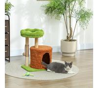 Rascador Para Gatos Pawhut Con Casa, Cama Y Pelota De Juguete, Póster Rascador De Madera Y Peluche, 44 X 33 X 61 Cm, Jardin