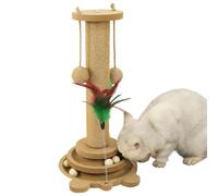Rascador para gatos - Rascador de sisal 4 en 1 con 2 bolas de sisal y juguete para correr con bolas | Centro de actividades vertical multifuncional de cartón seguro para áreas de juego interiores y do