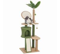 Rascador PawHut 139 cm árbol para Gatos con Cueva para Gatos, Pelota de Juego, rascador para Gatos con rascadores de sisal, para Gatos de hasta 5 kg, Verde