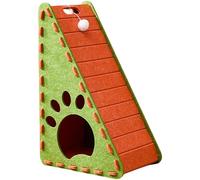 Rascador Triangular de Fieltro para Gatos de 30, 5 x 40, 6 x 60, 9 cm con Bola de Peluche y Cama Interior. Resistente a los arañazos y a Las caídas, para Interiores. Almohadilla Verde Naranja.