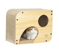 Rascador y Cama para Gatos con Túnel de Entrada Ampliada - Nido Multiuso de Madera y Cartón Corrugado HD Impermeable, Resistente y Silencioso | Althea Living