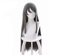 Rascal no sueña con Bunny Girl Senpai Sakurajima Mai peluca pelo largo y recto 80 cm pelo sintético gris Anime Cosplay peluca Sakurajima Mai