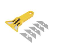 Rascavidrio de plástico con hoja retráctil de 19 mm y 5 hojas de recambio, cuchilla resistente ideal para vitrocerámicas y cristales.