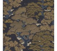 Rasch 477214 477214 - Papel pintado no tejido con diseño de árboles en color negro y dorado de la colección Salsa 10,05 m x 0,53 m (largo x ancho)