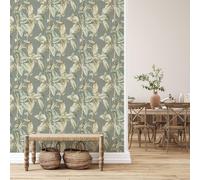 Rasch 571462 Papel Tapiz Boho Hoja De Palma Azul Verde Tono Tiza