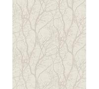 Rasch 633252 - Papel pintado (10,05 m x 0,53 m), diseño floral, color blanco
