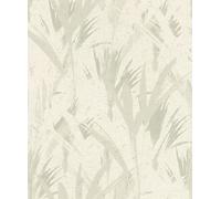 Rasch A.S. Création 520729 Concrete - Papel Pintado Decorativo de Pared No Tejido (Mate, Aspecto de Hormigón y Hojas, 10,05 x 0,53 m), Color Crema y Blanco