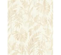Rasch Beachhouse 410570 - Papel pintado no tejido, diseño de hojas, color beige sobre fondo claro