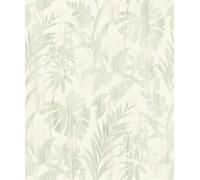 Rasch Beachhouse 410587 - Papel pintado no tejido, diseño de hojas, color verde sobre fondo claro