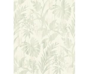 Rasch Beachhouse 410587 - Papel pintado no tejido, diseño de hojas, color verde sobre fondo claro