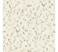 Rasch Country Charme 486131 - Papel pintado de fieltro con pequeñas flores en color beige y gris topo en imitación de acuarela