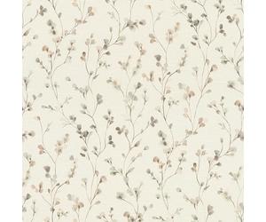 Rasch Country Charme 486131 - Papel pintado de fieltro con pequeñas flores en color beige y gris topo en imitación de acuarela