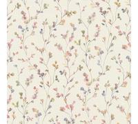 Rasch Country Charme 486155 - Papel pintado de fieltro con pequeñas flores en color rosa y verde en imitación de acuarela