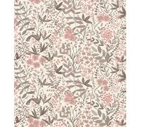 Rasch Country Charme 580761 - Papel pintado no tejido, diseño de hojas y flores, color rosa y gris claro