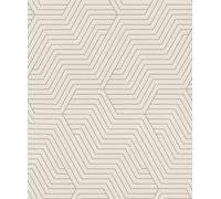 Rasch Deco Style 312515 - Papel pintado de fieltro claro en blanco crema con patrón geométrico de líneas finas