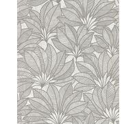 Rasch Deco Style 542646 - Papel pintado no tejido, diseño de hojas, color gris