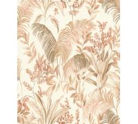 Rasch Florentine IV - Papel pintado no tejido con diseño de hojas de palmera, 10,05 m x 0,53 m, diseño de plantas exóticas, color beige, marrón y rojo