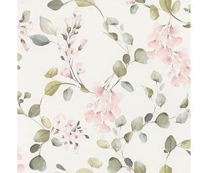 Rasch Home style 285772 - Papel pintado de papel con eucalipto y plantas rosas en imitación de acuarela, 10,05 m x 0,53 m
