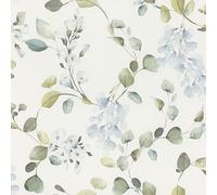Rasch Home style 285789 - Papel pintado de papel con eucalipto y plantas azules en efecto acuarela, 10,05 m x 0,53 m