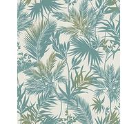 Rasch Kalahari 704112 - Papel pintado no tejido (10,05 x 0,53 m), color turquesa y blanco