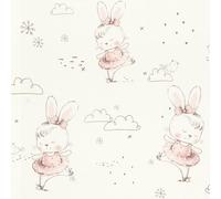 Rasch Kids World 301656 - Papel pintado no tejido con pequeños conejos y bailarina