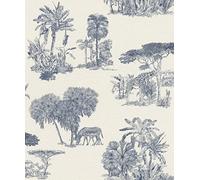 Rasch Lirico 555011 - Papel pintado no tejido con motivos de safari (10,05 x 0,53 m), color azul
