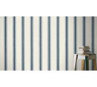 Rasch Lirico 555646 - Papel pintado no tejido con rayas en blanco y azul
