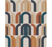 Rasch Magicwalls 363920 - Papel pintado fotográfico sobre fieltro con diseño geométrico de arco en azul, beige y rojo de la colección Magicwalls, 3,00 m x 2,65 m (largo x ancho)