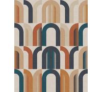 Rasch Magicwalls 363937 - Papel pintado fotográfico sobre fieltro con diseño geométrico de arco en azul, beige y rojo de la colección Magicwalls, 2,65 m x 2,12 m (largo x ancho)