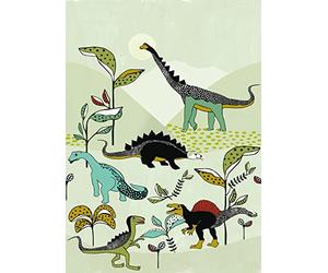 Rasch Onszelf Stories 557695 - Papel pintado fotográfico para niños con dinosaurios sobre fondo verde, 280 x 200 cm (largo x ancho)