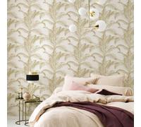 Papel Tapiz Texturizado De Hojas De Palma Pandore Rasch 406818 Blanco / Dorado